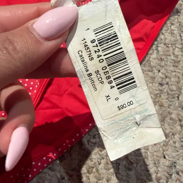 NWT Frankie’s Bikinis Catalina Dove Bottom Bikini Bottoms Polka Dot Red- Size XL - Image 8