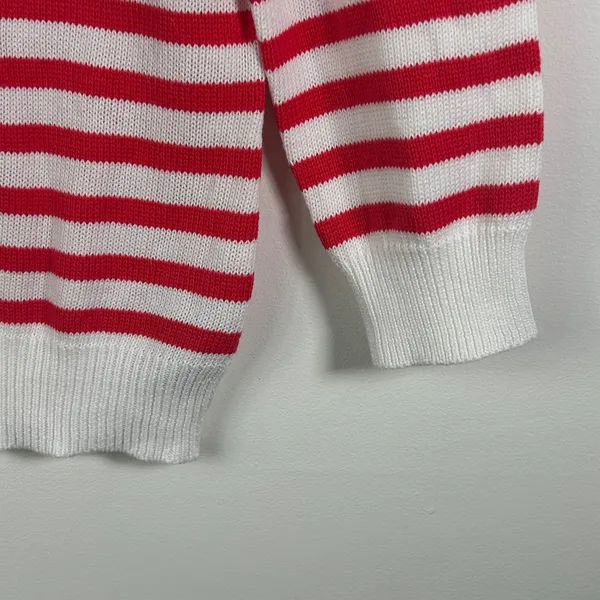 Chaps Womens White Red Striped Cotton Crew Neck Sweater Large - Image 5
