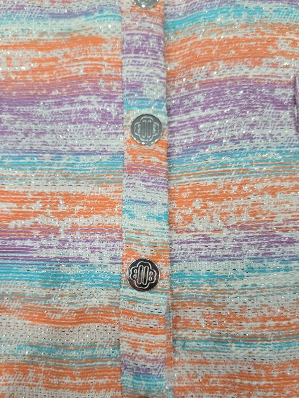 Nee Maje Pastel Striped Cutout Tweed Mini Dress Size 38 - Image 8