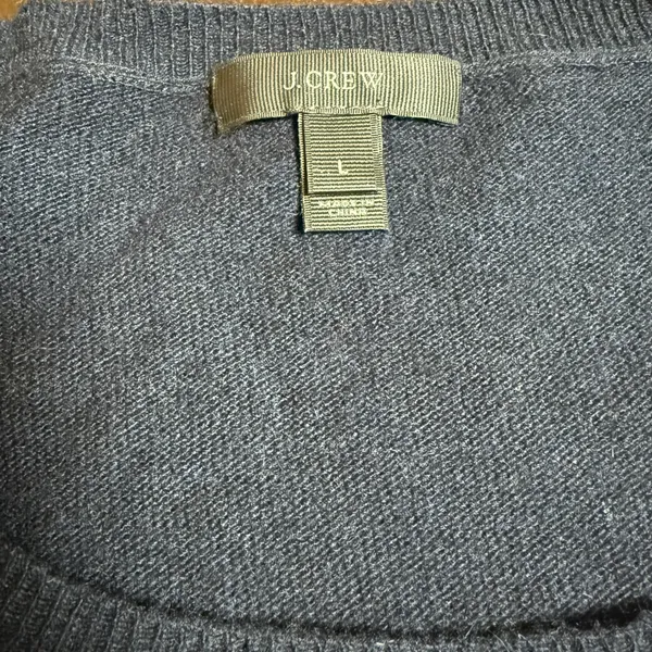 J.Crew Women's Crewneck Sweater L Wool Rabbit Hair Blend Striped Front Panel - Image 3