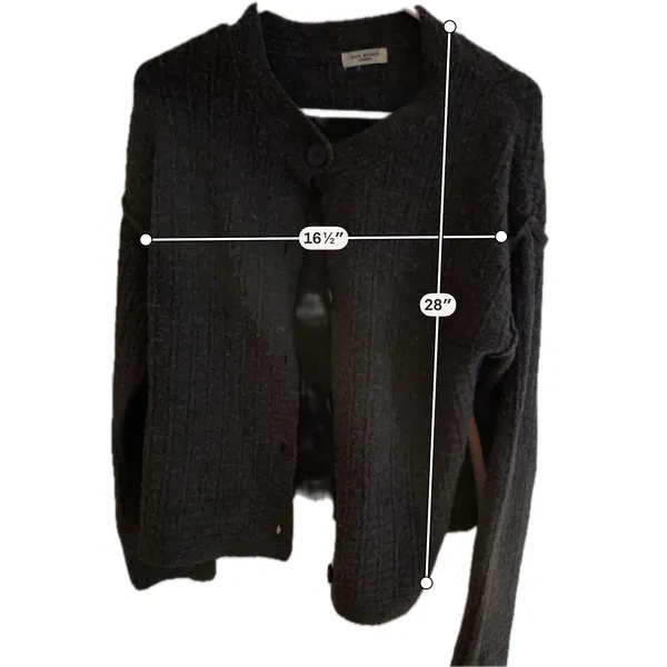 Max Studio London Womens Charcoal‎ Gray Ribbed Button Front Cardigan Sweater - Image 4