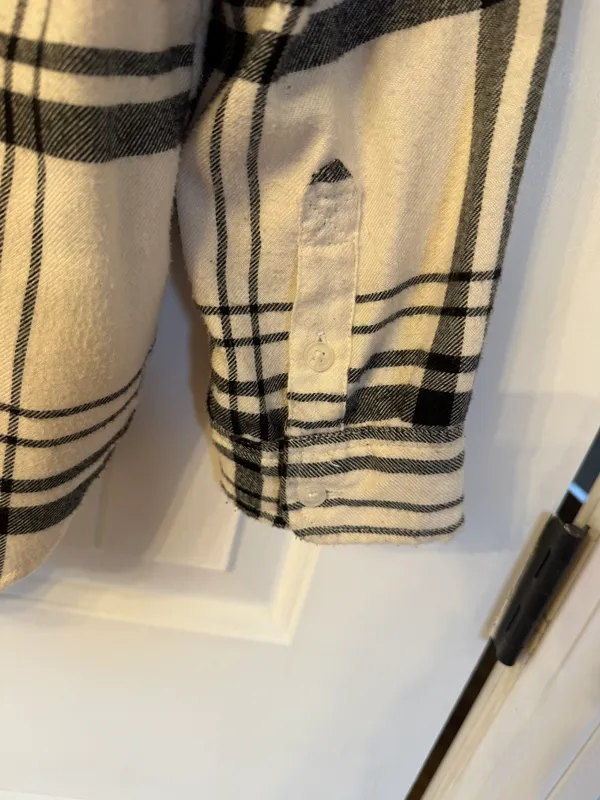 White & Black Plaid Flannel - Image 3
