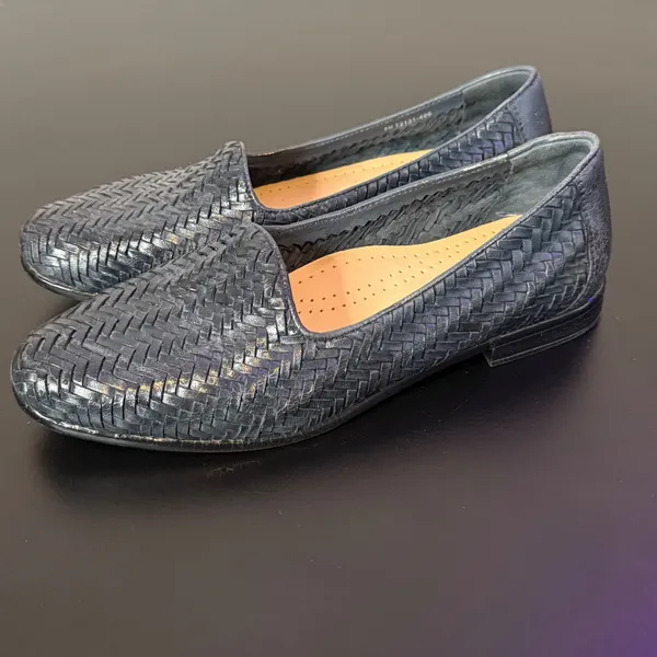 Trotters Liz Woven Leather Herringbone Slip On Loafers Womens 8 Narrow Casual - Image 6