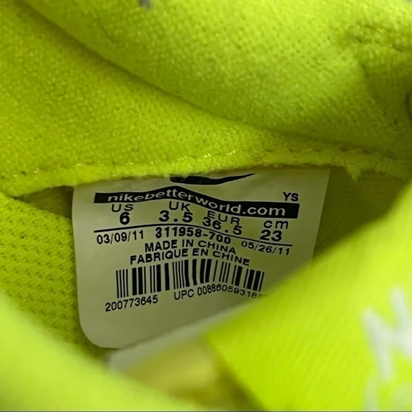 Nike Legend Neon Yellow‎ & White Lace Up Sneakers 6 - Image 6