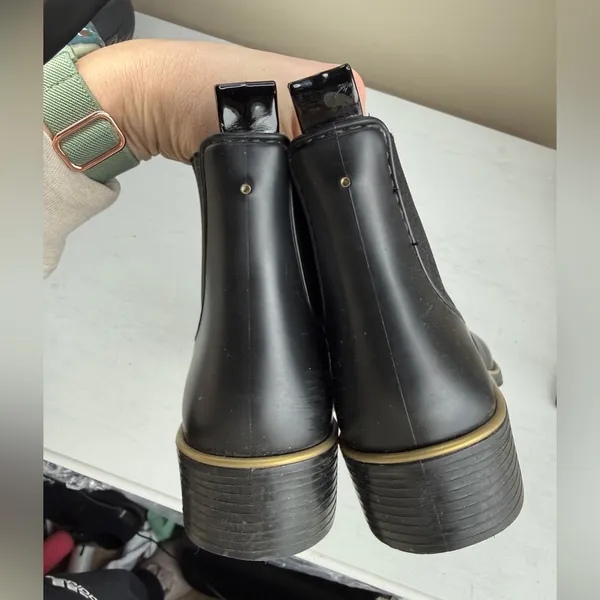 Kate Spade Solstice Ankle Rain Bootie Water Resistant Black Rubber Size 6 - Image 5