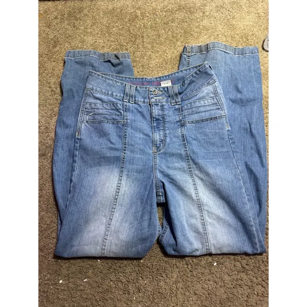 Cruel Girl‎ Medium Wash Wide Leg High Rise Front Seam Denim Jeans Size 13/32 - Image 2