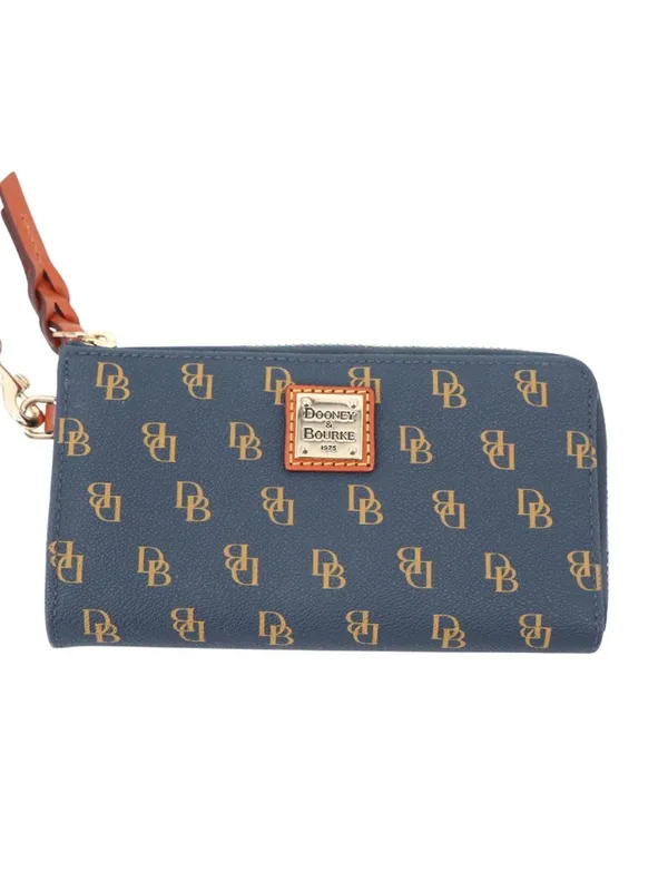 Dooney & Bourke Gretta Folded Zip Wristlet Wallet Signature Monogram Print Navy - Image 3