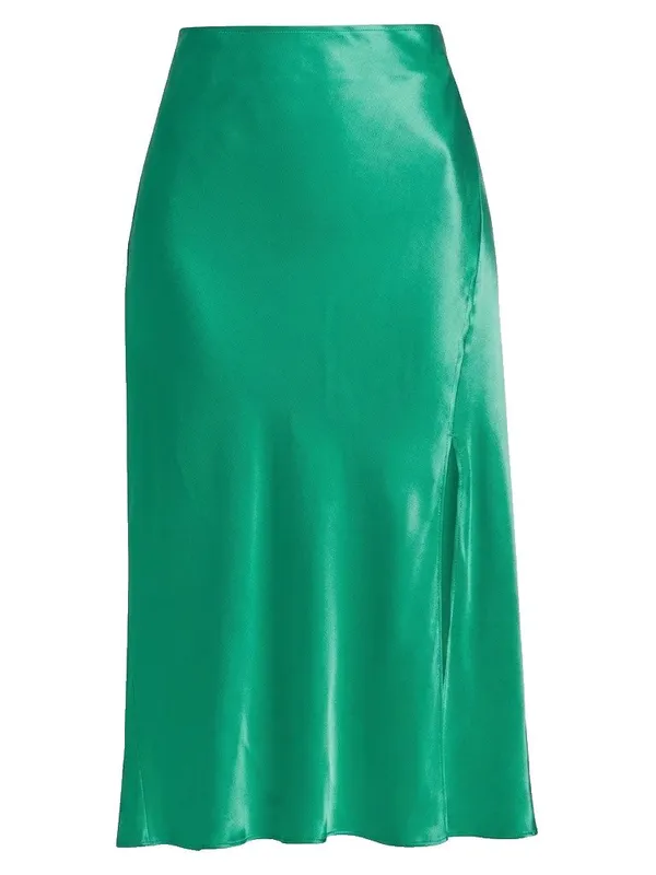 NWT Rails Maya in Jade Green Bias Cut Satin A-line Side Slit Slip Skirt XS - Image 4