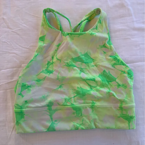 Lululemon Energy Bra High Neck Long Line Shibori Highlight Yellow Green 4 - Image 4