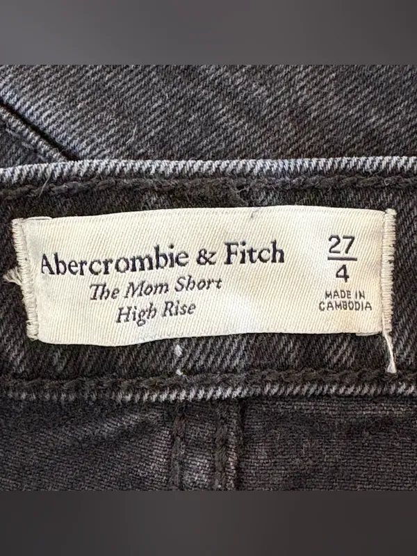 Abercrombie & Fitch High Rise Mom Shorts Black Distressed Denim Size 27 / 4 - Image 9