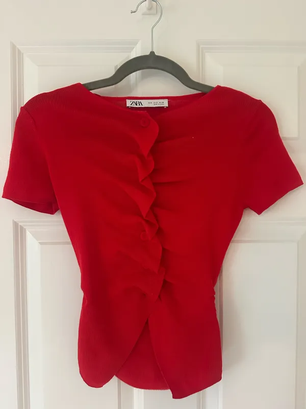 Zara red button up T shirt  - Image 2