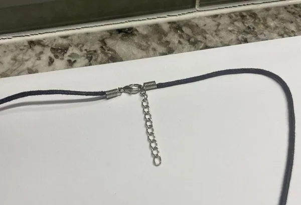 Women’s Grey Natural Stone Pendant / Black Cord Costume Necklace - Image 9