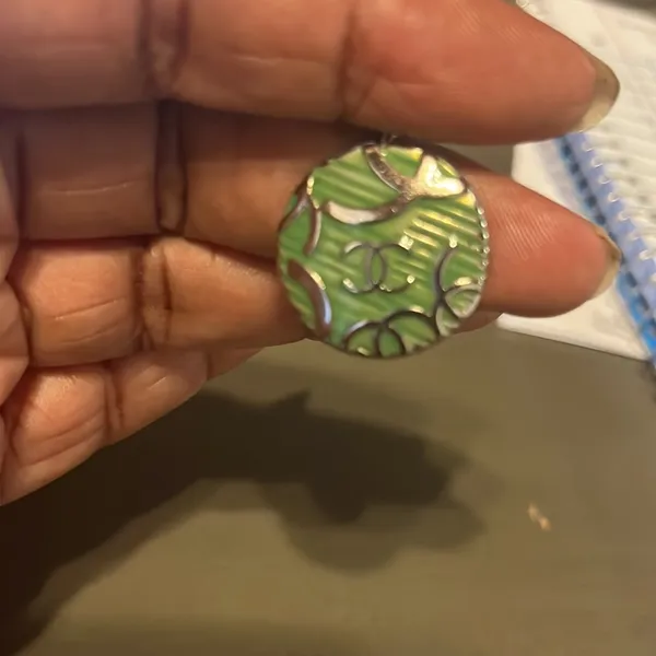 Silver and green locket. Double CC design. New. - Image 3