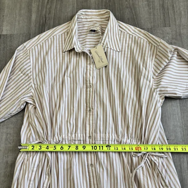 Universal Threads Striped Maxi Dress Women's Size XL NEW Tan White Cotton Pockets - Image 9