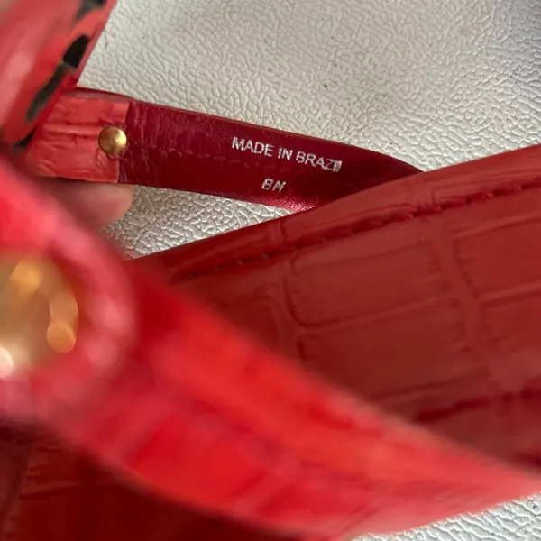 Tory Burch Red Embossed Leather Sandals - Image 5