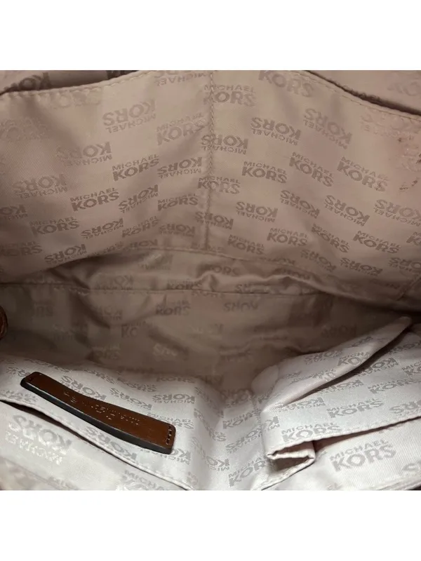 Michael Kors Women's Brown and Cream Shoulder Bag #260125 - Image 11