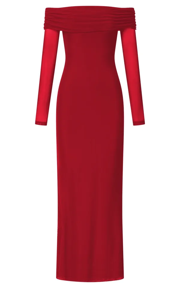 New Showpo Diamond Bethanie Maxi Dress Off Shoulder Mesh Dress MSRP $129 - Image 7