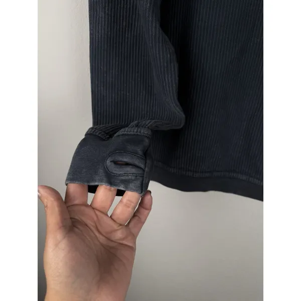 Royce Comfy Corded Top Sweatshirt Women's Small Thumb Holes Black‎ Minimalist - Image 6