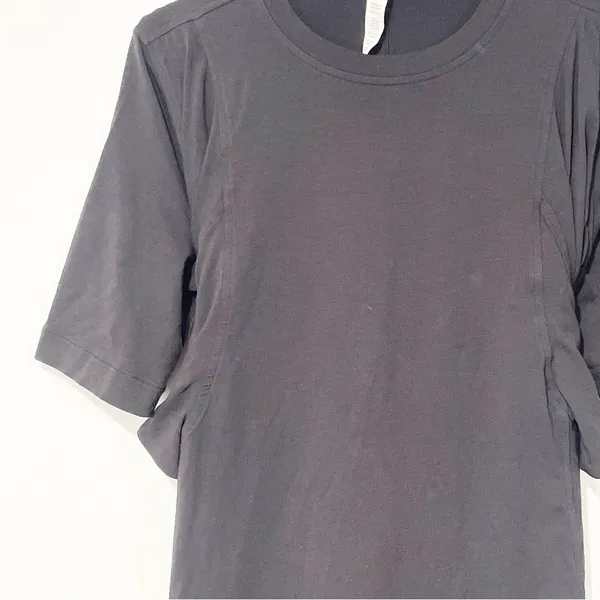Lululemon Size 6 Black Short Sleeve‎ Cotton Blend Tie Waist Athletic Dress - Image 2