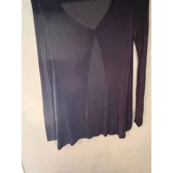 RED Y2k Black Sheer Ribbed Knit V-Neck Button Front Cardigan Whimsigoth S - Image 2
