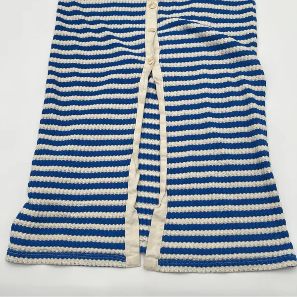 MNG Mango Blue/ Cream Stripe Jersey Sweater Midi Dress Sz US 10 Short Sleeve - Image 6