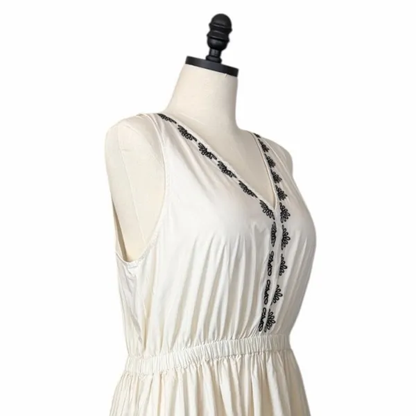 Universal Thread Womens Size XL Cream Black Embroidered Midi Dress Boho Pockets - Image 8