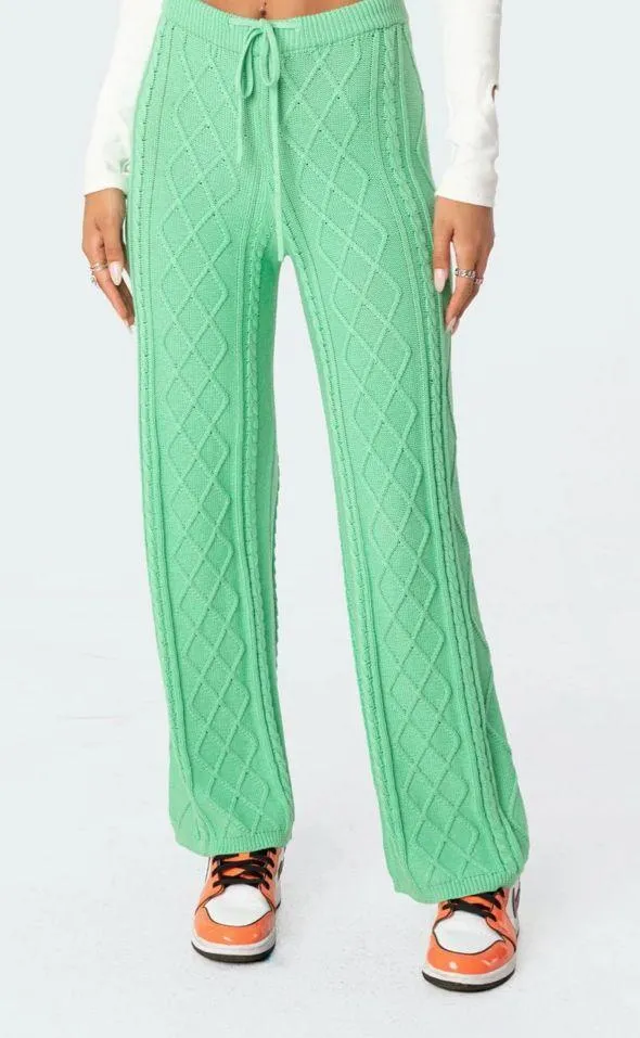 Edikted Kasey Cable Knit Pants - Image 2