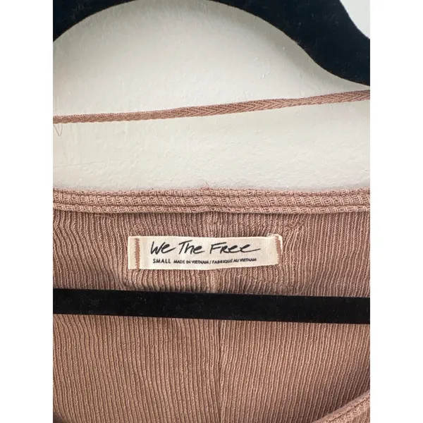 We The Free Free People Ribbed Scoop Neck Long Sleeve Top Mauve‎ Brown Small - Image 2