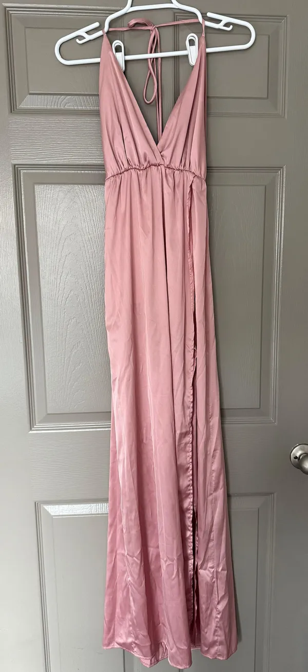 Pink Satin Slip Dress - Image 2