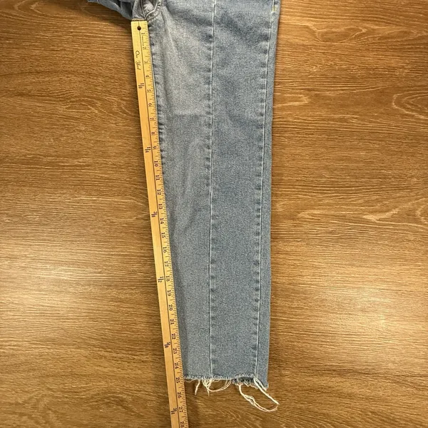 Vans Jeans Women 27 High Rise Crop Straight Raw Hem Light Wash Denim Streetwear - Image 6
