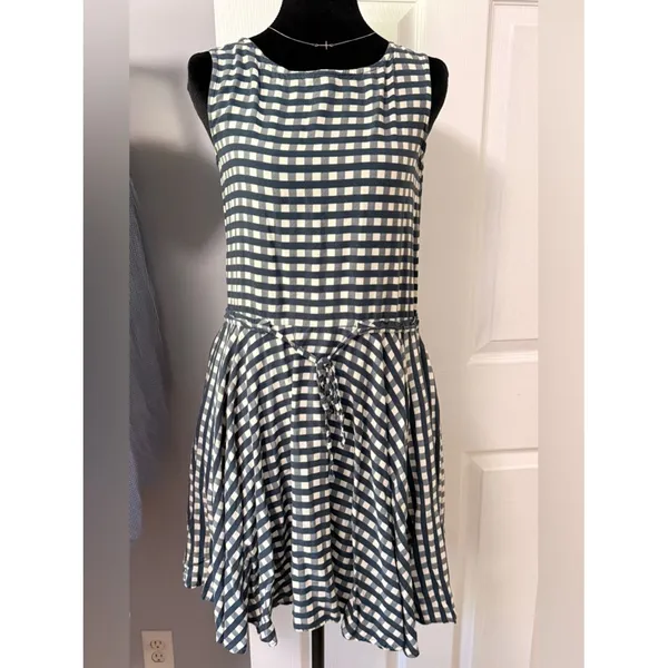 Vineyard‎ Vines Gingham Dress Blue White Sleeveless Southern Preppy Game Day XS - Image 2
