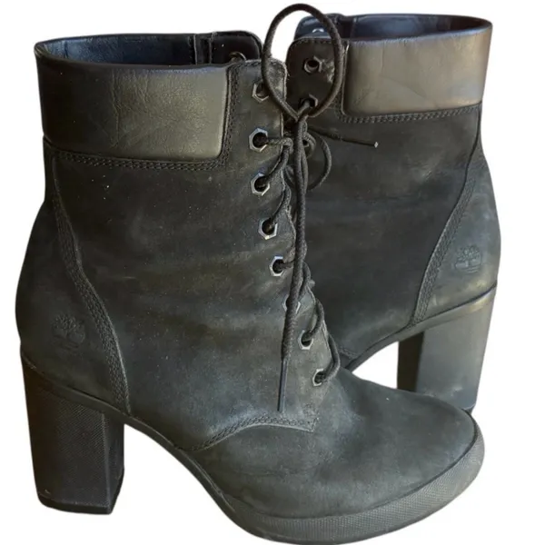 Timberland Women’s Heeled Lace Up Boots Size 7 Leather Very Nice - Image 4
