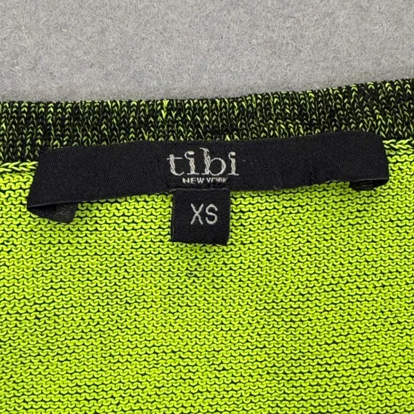 Tibi New York Womens XS Neon Green Black Marled Knit Racerback Tank Top - Image 2