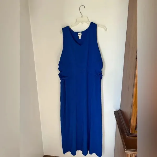 Chico's Sleeveless V Neck Midi Dress Chico's Size 4 Royal Blue - Image 5