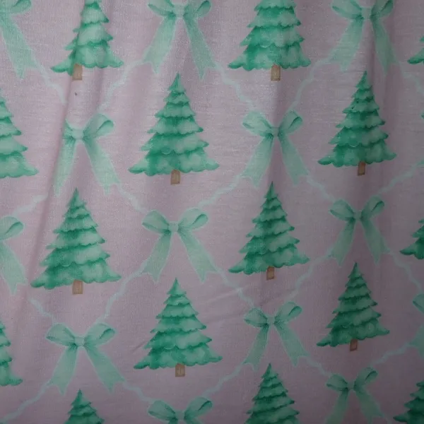 Brand New Coastal Mermaid Pajama Pants Holiday Christmas Trees Pink Bows size L - Image 4