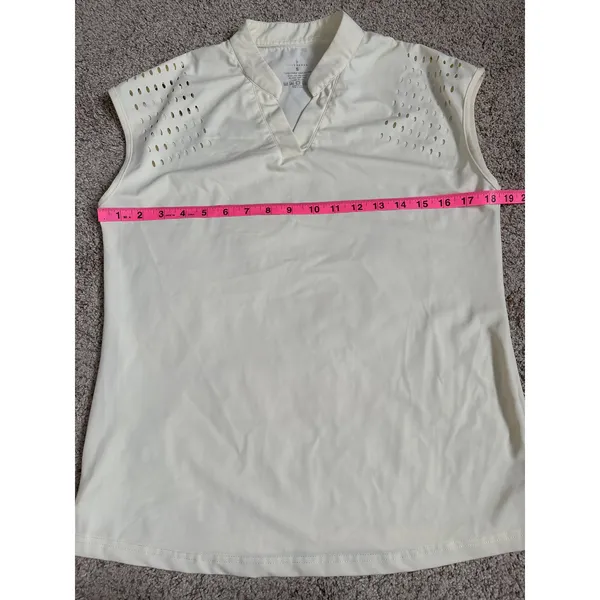 Soothfeel Shirt Womens Small Cream Butter Yellow Sleeveless Golf V Neck Vented - Image 3