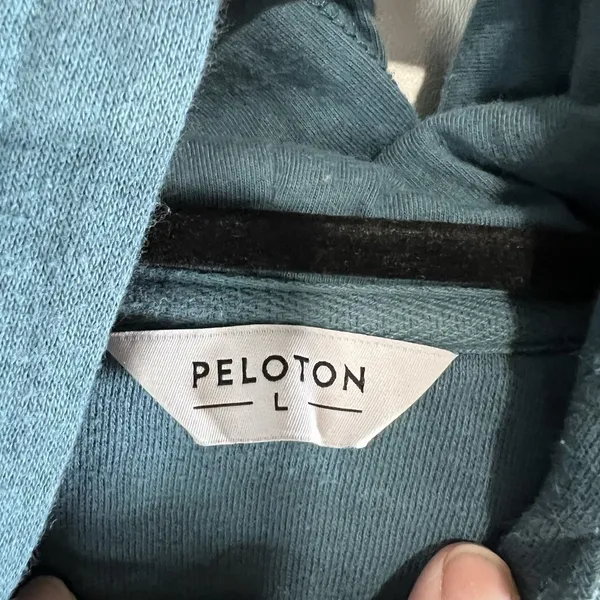 PELOTON Turquoise Full Zip Hoodie Sweatshirt Size‎ Large Flower Athletic Workout - Image 4