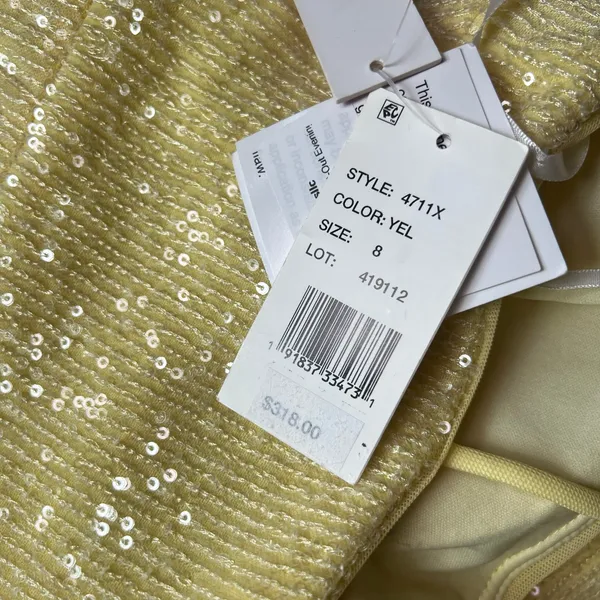 Aqua Yellow Sequin Gown Sz 8 - Image 5