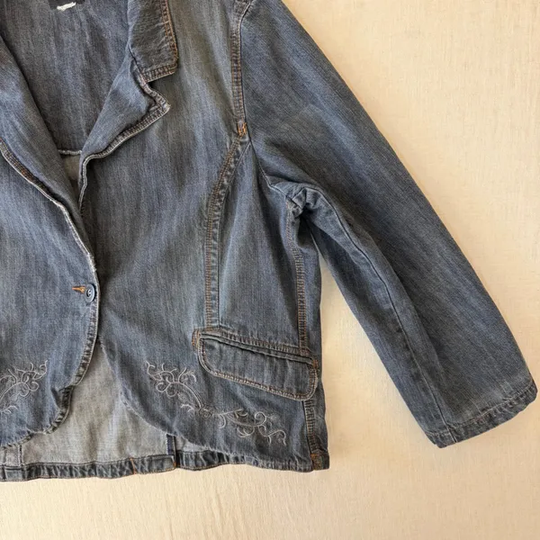 Riders Copper Collection XL Y2K Embroidered Denim Blazer Western Boho - Image 8