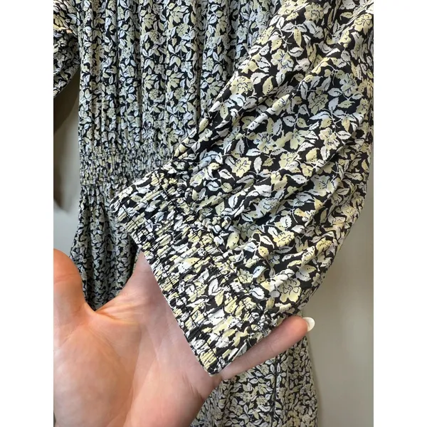 Apiece Apart Dress Womens XS Black Yellow Floral Organic Cotton Mini Summer - Image 9