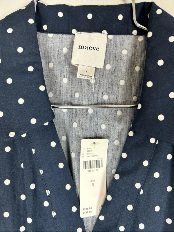 Anthropologie Maeve Polka Dot Navy Halter Midi Dress Size S - Image 7