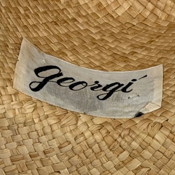 Georgi Vintage Straw Cowboy Hat Tan Feather Accent Wide Brim Western Boho Unisex - Image 3