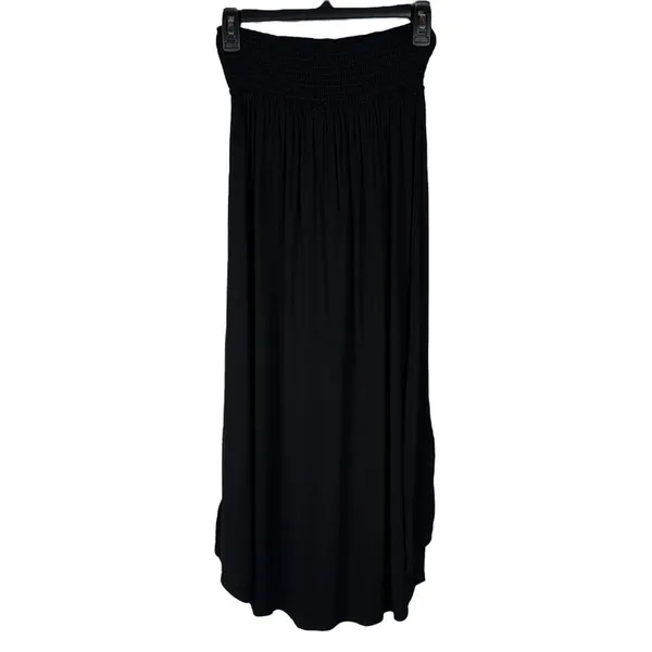 Free People Beach X-Small Hi-Low Maxi Skirt Smocked Waist Front Slit Stretch - Image 4