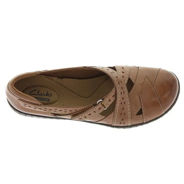 Clarks Womens Loafers Sz 10W Tan Ashland Spin Q Leather Mary Jane Comfort - Image 6
