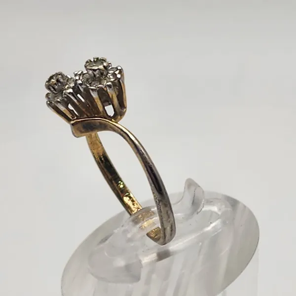 Vintage Joseph Esposito 14K HGE & Clear Rhinestone Cocktail Ring (6.75) - Image 4