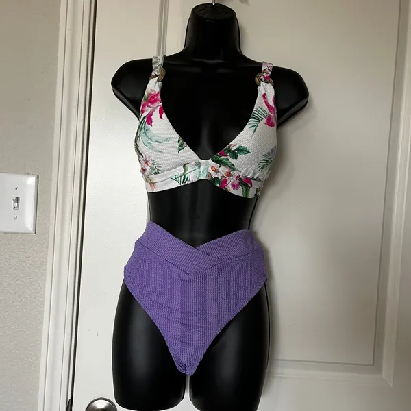 NEW Luca + Grae Womens Purple High Waist Bikini Bottom Medium NWT - Image 8