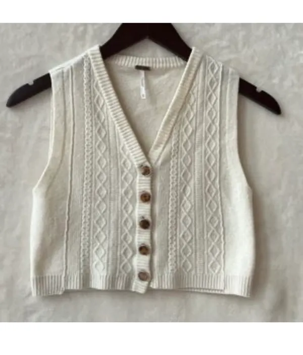 Free People Beatrice Cashmere Vest Pastel Yellow Small - Image 2
