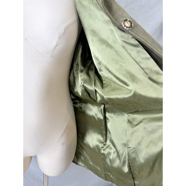 J. Jill Womens Olive Green 100% Calfsuede Leather Satin Lined‎ Car Coat Size M - Image 14