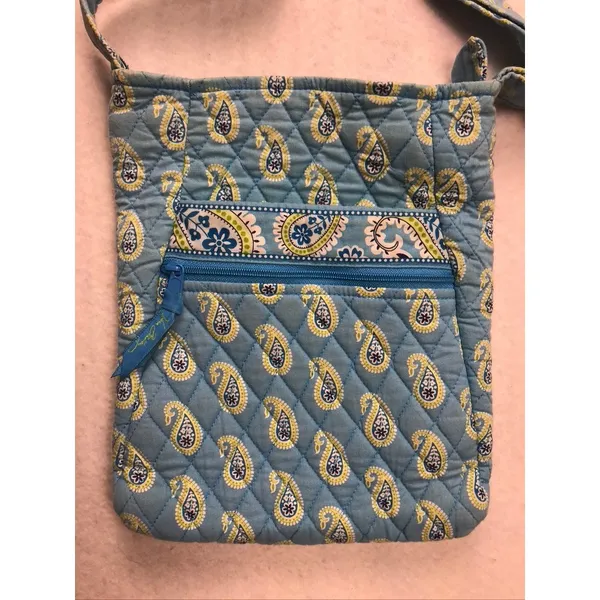 Vera Bradley Crossbody Bag Women Small Blue Quilted Paisley Hipster‎ Spring - Image 2