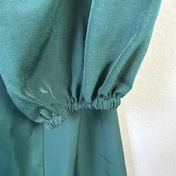 Exlura dk Green feminine Puff Sleeve Mini Dress small babydoll coquette holiday - Image 5